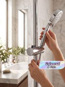 Tatukiko Shower Head Holder, Adjustable Shower Head Holder For Slide Bar, Suitable For Slide Bar Slider Clip Bathroom Replacement Parts, Rotatable Shower Head Holder, Home Bathroom Decor, Autumn Decor Bathroom Accessories - Silver - View 2