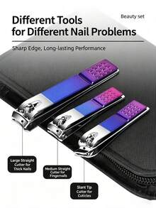High-End Nail Clipper Set With Stunning Purple Gradient Design, Pedicure Tools For Household Use - Multicolor - View 2