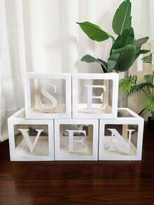 1pc Transparent Letter Balloon Box, Customizable Name Display Case For 1st Birthday Bridal Shower Gender Reveal Party Decor, Reusable Acrylic Gift Box With 30 Letters - Multicolor - View 2