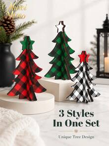 Muroi Mono DIY Interlocking Plaid Christmas Tree Ornament, Checkered Tabletop Holiday Decoration & Mini Festive Tree For Living Room, Bedroom, Office Desk, Fireplace, Christmas Party, Home Decor & Holiday Gift - multicolor - View 9