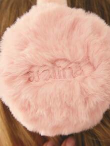 Aralina Women's Winter Fuffy Soft Cute Foldable Earmuffs With Embroidered Logo - Pink - View 3