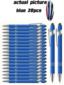 20 buah/Set Pulpen Ballpoint Aneka Warna dengan Stylus, Cocok untuk Layar Sentuh, Tinta Hitam Cepat Kering, Desain Bodi Pulpen Logam 2-in-1, Ujung Sedang (1.0mm), Menulis Halus, Dengan Klip - Ideal untuk Pelajar dan Penggunaan Kantor, Penting untuk Musim Kembali ke Sekolah - 20 buah - View 9