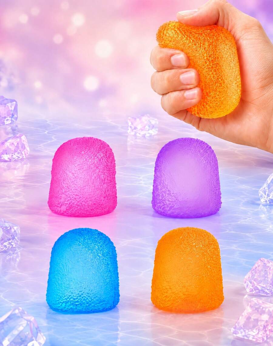 1pc Orange Gumdrop Shape Squishy Stress Relief Ball, 6cm Textured TPR Hand Squeeze Ball With Soft Maltose-Like Filling, Not Edible, For Office Desk, Car, Travel & Home Relaxation - Multicolor - View 1
