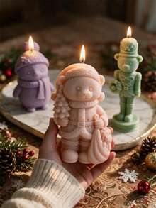 Christmas Bear Hold Gift Candle Mold Christmas Winter Penguin Soy Wax Silicone Mold Bear Nutcracker Soap Resin Plaster Gypsum Concrete Silicone Mould - various - View 5