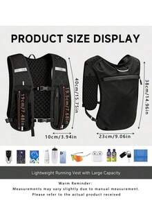 1pc 500ml Soft Water Bottle Backpack, With Phone Pocket, Lightweight Running Water Bag, Suitable For Men & Women, Adjustable Strap To Prevent Bouncing, Suitable For Trail Running, Marathon, Cycling - Black - View 2