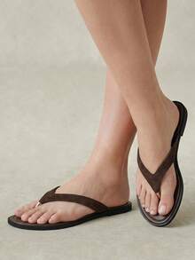 Styleloop Ladies, Thong Summer Style, Flat Sandals - Rust Brown - View 2