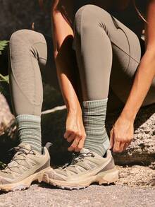 GLOWMODE 3-Pack Cotton Blend Stripe Crew Socks With Logo Embroidery & Arch Support & Seamless Toe Hiking Camping Daily Active Wear - Multicolor - View 7