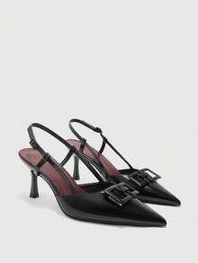 CUCCOO BIZCHIC Women's Fashion Commute Pointed Toe Heeled Sandals - Black - View 6