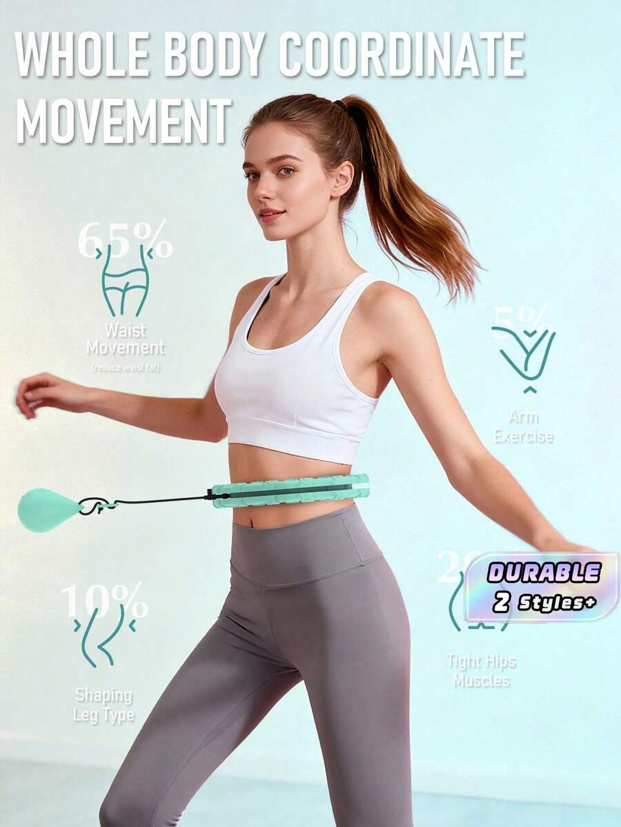 1PC 51IN 130CM Heavy Duty Weighted Fitness Hoop For Weight Loss Exercise With 26 Detachable Links And Headband For Women Beginners Home Gym Workout - Multicolor - View 1