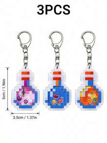 Joivida 1/3pcs Cute Pixel Acrylic Potion Bottle Keychain, Mini Game Style Bag Charm Pendant For Backpack, Purse, Keys, Travel, Daily Use & Gift - Multicolor - View 15