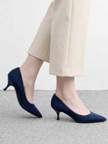 CUCCOO BIZCHIC 女款純色尖頭優雅通勤時尚高跟鞋 - 藍色 - 查看 6