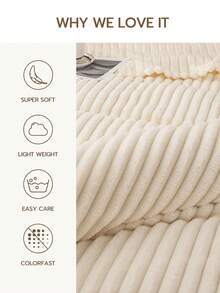 Cirelle Ultra Soft Plush Faux Fur Throw Blanket, Cream White Textured Wave Ribbed Fleece Blanket, Warm Cozy Decorative Blanket Throw For Couch, Sofa, Bed, Bedroom Decor - Beige - View 4