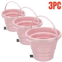 Collapsible Bucket, Capacity 1.3 Gallon/5l And 2.6 Gallon/10l, Space-Saving, Portable Foldable Bucket, Multipurpose For Home, Outdoor, Car Washing, Camping, Fishing - Multiple Colors Available - Beige - View 22