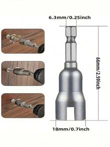 2 buah Kunci Sok Baut Kupu-kupu 6,35mm Adaptor Soket Gagang Heksagonal untuk Alat Listrik Obeng Listrik Beralur, Soket Heksagonal Baut Kupu-kupu Baja Premium - Alat Potong Proyek DIY - default - View 5