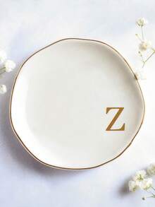 Cirelle 陶瓷白色字母戒指碟 / 首飾托盤，可客製化 A–Z 字母圖案 – 送給女性、女友或姊妹的禮物 - 彩色 - 查看 9