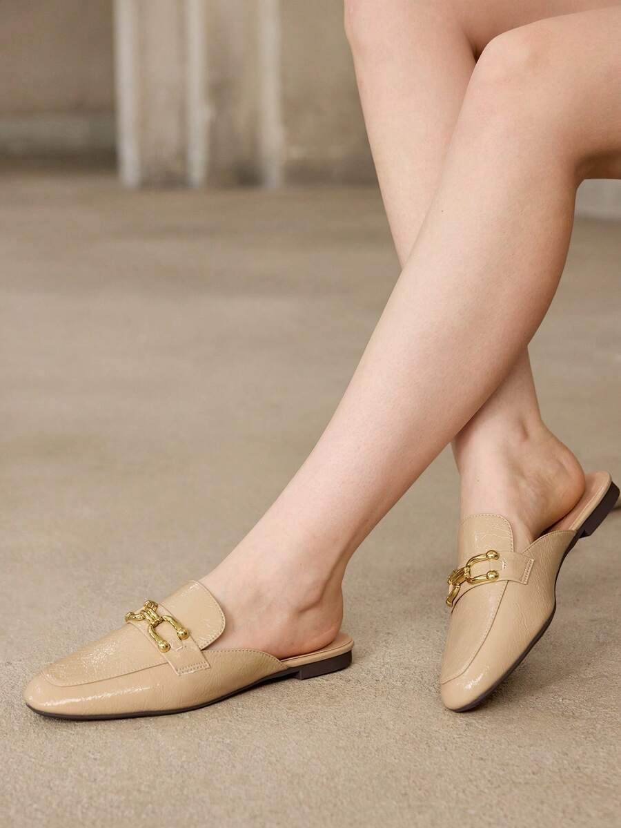 MOTF PREMIUM CASUAL COMFORTABLE METALLIC DETAIL FLATS, FOR NEW YEAR HOLIDAY, SPRING SHOES SPRING BREAK EASTER - Light apricot - View 2