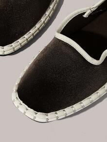 Styleloop Ladies Brown Vintage Velvet Strap Flat Shoes Fall Shoes - Coffee - View 6