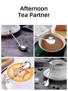 1 Set Of Swan-Shaped Tableware, Including 6/12 Fruit Spoons, Stainless Steel Dessert Spoons And Coffee Spoons, Equipped With A Swan-Shaped Storage Base. Easy To Clean, Durable With A Comfortable Grip, Suitable For Kitchens, Hotels And Cafes. - Silver - View 4