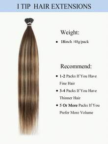 18Inch 50G I Tip Human Hair Extensions 50s/Pack Human Hair Highlight Color 18inch Itip Hair Extension Straight Remy Hair Pre Bonded Hair Extension With Soft And Smooth Texture Easy To Wear For Party & Wedding & Hodaily - Multicolor - View 4