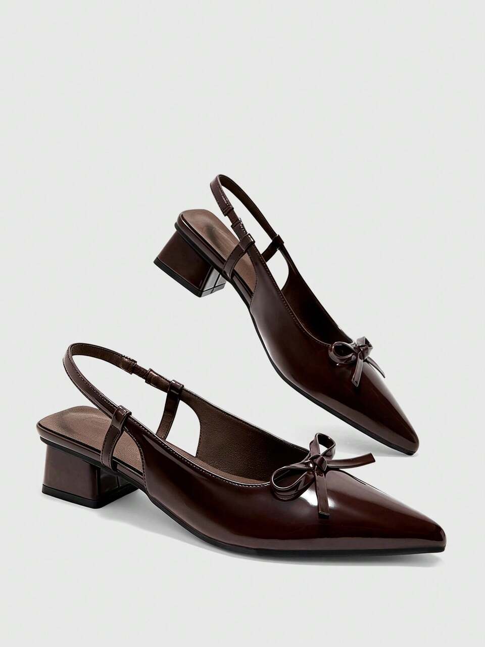 CUCCOO BIZCHIC Women's Fashion Low-Heeled Shoes, Bow Thick Heel PU Global Four-Season Commute Elegant Foundation Festival Vacation Office Daily Versatile