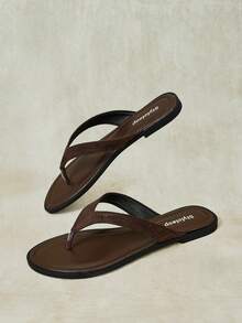 Styleloop Ladies, Thong Summer Style, Flat Sandals - Rust Brown - View 7