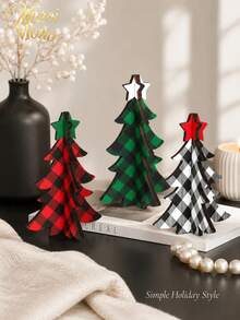Muroi Mono DIY Interlocking Plaid Christmas Tree Ornament, Checkered Tabletop Holiday Decoration & Mini Festive Tree For Living Room, Bedroom, Office Desk, Fireplace, Christmas Party, Home Decor & Holiday Gift - multicolor - View 6