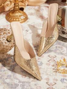 CUCCOO TILAWA Flower Rhinestone Elegant Sexy Pointed Women's High Heels - Exquisite And Stylish Design, With A Slip-On Design For Women With Stilettos - Champagne - View 1