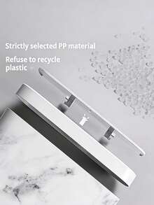 1Pc Marble Pattern Trash Can With Lid Space-Saving Slender Trash Can Suitable For Compact Space Elastic Lid Garbage Container Waterproof Wastebasket Suitable For Small Apartment Hotel Household Toilet Bathroom Waste - Multicolor - View 3