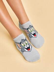 TOM & JERRY X SHEIN 趣味女款船襪 4雙裝 - 混色 - 查看 6