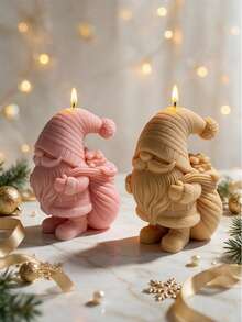 Christmas Gnome Hold Gingerbread Man Candle Mold Christmas Tree Gnomes Silicone Mould Soy Wax Concrete Soap Resin Casting Mold Festive Decor - various - View 6