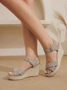 Styleloop Women Platforms & Wedge Sandals Holiday Travel Essential Boho Cowgirl Outfit - Gray + button - View 6