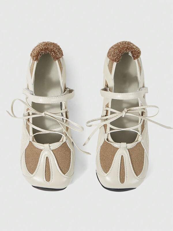 ROMWE Grunge Punk Ladies Ballet Flats Lace-Up Soft-Sole Loafers Mary Jane Shoes JK Uniform Shoes Platform Heels Back To School Christmas