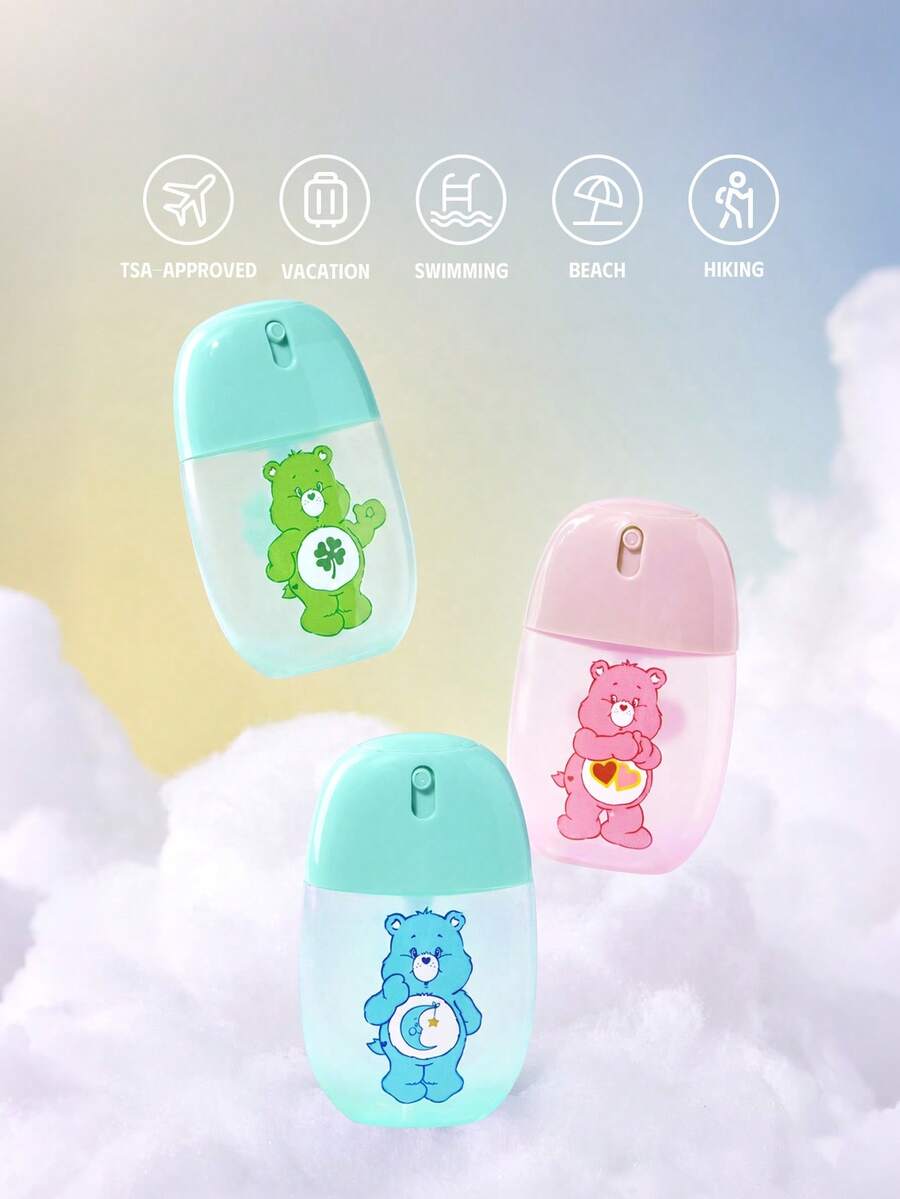 SHEIN X Care Bears 50ml/1.8oz 可愛卡通熊糖果色塑膠空分裝瓶,按壓出料瓶,便攜可補充噴霧瓶,可用於裝清潔液、蚊香液 - 彩色 - 查看 1