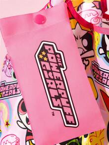 THE POWERPUFF GIRLS X SHEIN 小女警可折疊托特包，布料柔軟輕盈，尺寸小巧，折疊後易於收納，容量充足 - 枚紅 - 查看 3