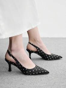 CUCCOO BIZCHIC 女款時尚黑色尖頭細高跟單鞋，適合上班、約會、派對、度假，聖誕春季鞋款 - 黑/白 - 查看 4