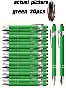 20 buah/Set Pulpen Ballpoint Aneka Warna dengan Stylus, Cocok untuk Layar Sentuh, Tinta Hitam Cepat Kering, Desain Bodi Pulpen Logam 2-in-1, Ujung Sedang (1.0mm), Menulis Halus, Dengan Klip - Ideal untuk Pelajar dan Penggunaan Kantor, Penting untuk Musim Kembali ke Sekolah - 20 buah - View 11