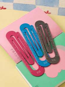 Joivida Multifunctional Aluminum Straight Ruler 12cm Creative Paperclip Dual Use Bookmark Ruler Clear Precise Scale Portable Lightweight Drawing Measuring Tool Durable Smooth Edges Office Daily Learning Drafting Stationery Supplies 4 Colors Optional - multicolor - View 5