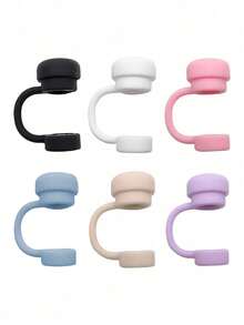 6pcs/2pcs Straw Covers Cap Reusable Silicone Straw Toppers Compatible With Stanley Cup Spill Leak Stopper Splash Dust Proof Straws Cover Back To School - Multicolor - View 6