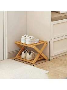 Zazumi 1pc Bamboo No-Installation Folding Shoe Rack, Suitable For Dining Room, Entryway, Bedroom, Living Room - Multicolor - View 3