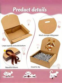 10 Pcs Brown Gift Box Set With Lid Ribbon For Bridesmaid Wedding Birthday Party Valentine Favor Must Have Packaging Supply - Khaki - View 4
