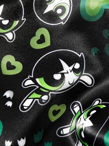 THE POWERPUFF GIRLS X SHEIN 女款連體髮帽頭巾帽 - 黑色 - 查看 4