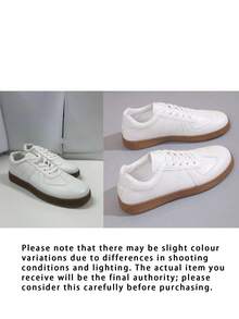White Women'S Sports Shoes, Thick Platform Unit Shoes, Leather Upper Student Shoes With Anti-Slip And Height Increase - White - View 7
