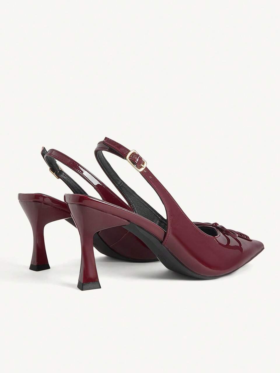 CUCCOO CHICEST Women's Spring/Summer New Fashion Bow Pointed Toe Elegant Burgundy PU Leather Slingback High Heel Pumps, Wedding Season Party Outfit All-Season Style
