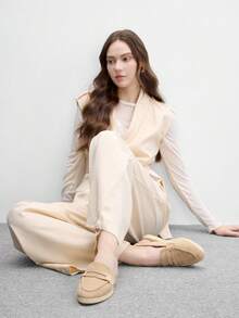 CUCCOO BIZCHIC 女款時尚杏色舒適通勤平底樂福鞋 後扣式平底鞋 適合戶外購物、上班、日常穿著 百搭 - 奶駝杏 - 查看 6