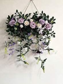 Faux Wall Hanging Wedding Flowers, Floral Decor For Arch Window Chair Back, Outdoor Rattan Car & Banquet Party Decoration - Multicolor - View 15