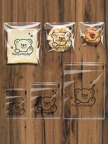 100pcs Self-Adhesive Transparent Bread Packaging Bags With Cartoon ...