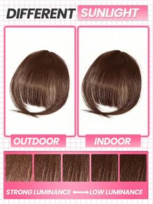 Human Hair Air Bangs With Sideburns Dark Brown Color Bangs Clip In Hair Extensions Beginner Friendly - S2 - View 8