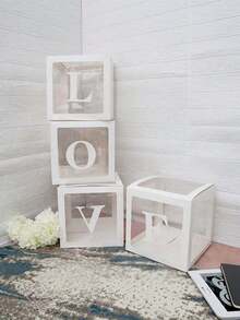 1pc Transparent Letter Balloon Box, Customizable Name Display Case For 1st Birthday Bridal Shower Gender Reveal Party Decor, Reusable Acrylic Gift Box With 30 Letters - Multicolor - View 12