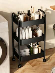1 Pc Functional Mobile Trolley With Strong Load-Bearing Capacity, Rust-Proof And Durable. Equipped With Display Shelves And Casters, It Is Easy To Assemble And Suitable For Kitchens, Bathrooms, Living Rooms, And Study Rooms. - Multicolor - View 6