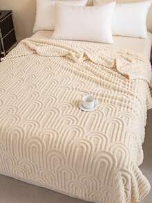 Cirelle Cream Throw Blanket For Couch, Ultra Soft Plush Jacquard Fleece Blanket With Geometric Arch Pattern, Lightweight Warm Cozy Blanket For Bed, Sofa, Living Room Decor - Beige - View 8